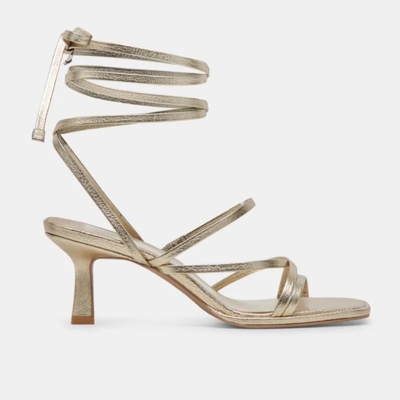 Dolce Vita Shoes - Dolce Vita Malabo Platinum Gold Metallic Leather Strappy Heels Shoes Size 9